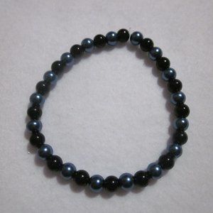 Teal and Black Stretch Bracelet.